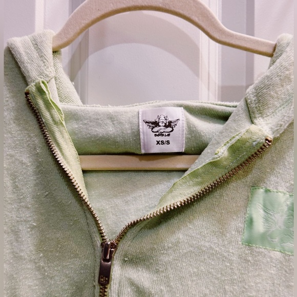 Boys Lie Mint Terrycloth Zip Up - Picture 2 of 3